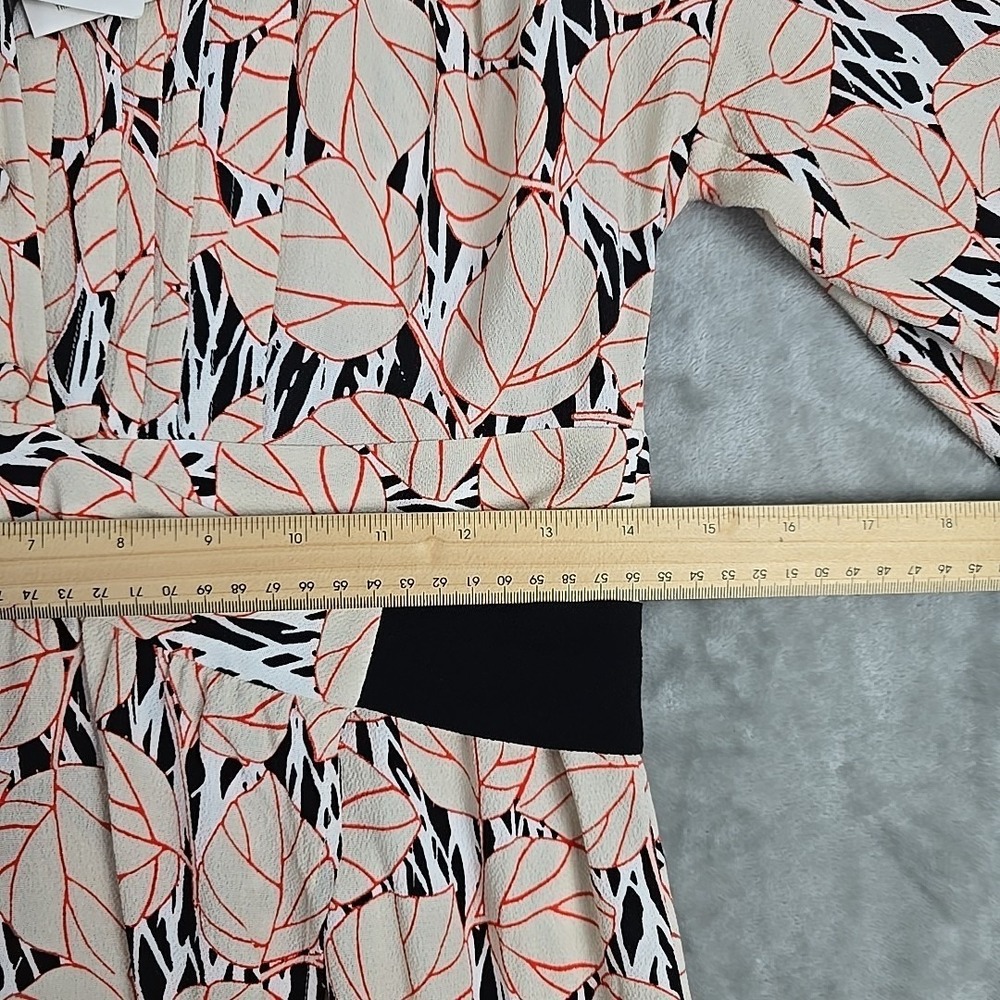 Diane Von Furstenberg DVF Christina Crepe Wrap Dress Medium Leaf Twig Ivory - Picture 8 of 13